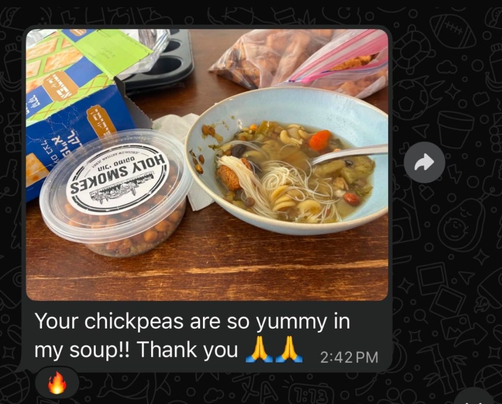 Customer message from My Mom: chickpeas are so yummy in my soup